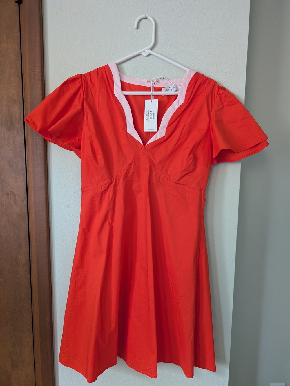 Petal & Pup Orange Mini Dress with Pink Trim
